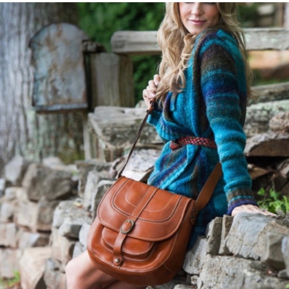Patricia Nash Barcelona British Tan Vintage Inspired Saddle Bag Cross Body Bag - Picture 3 of 16